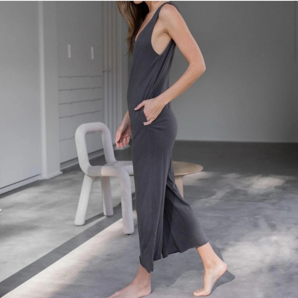 Lunya Organic Pima Cotton Jumpsuit Gray Size Medium Lightweight
